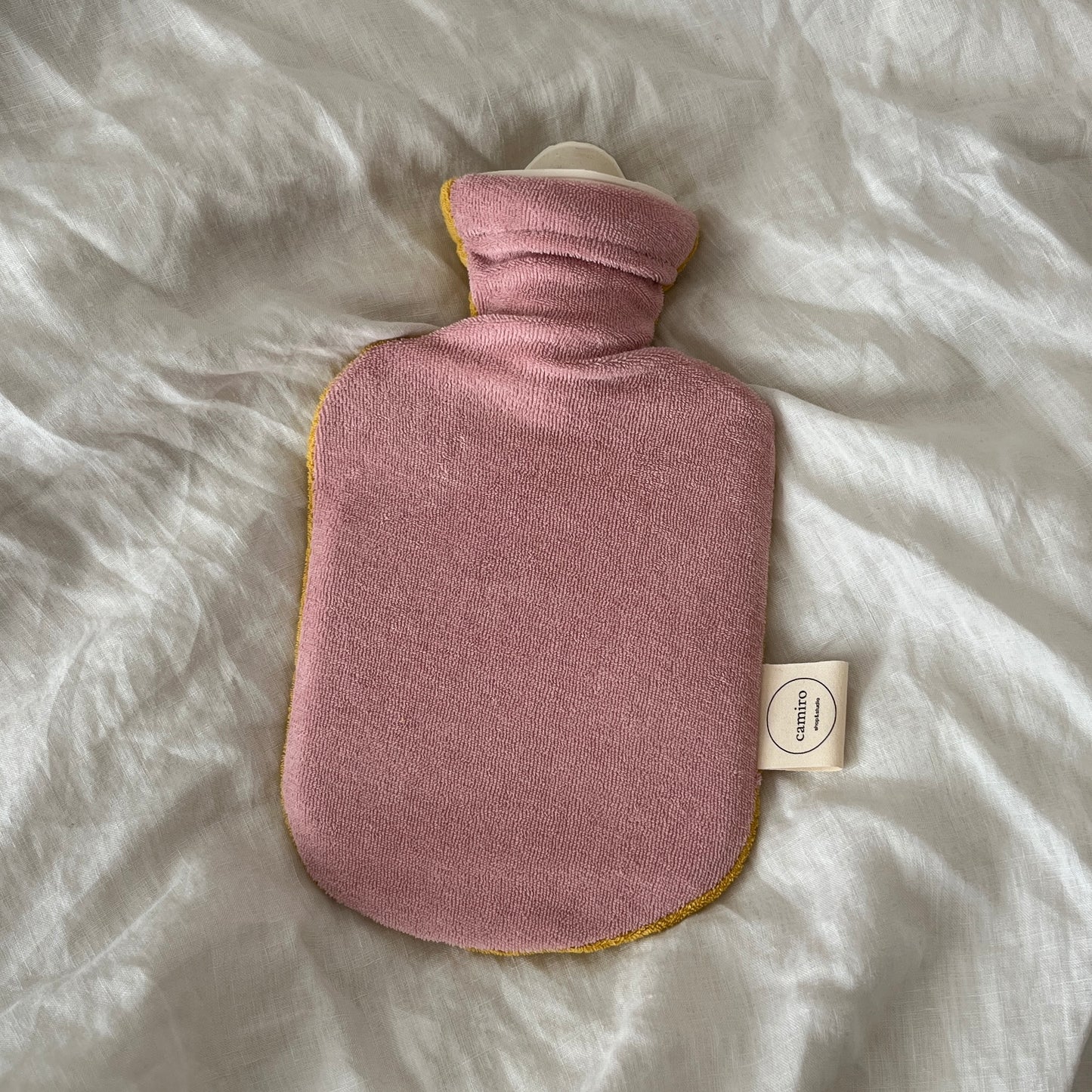 SET: WÄRMFLASCHE + WÄRMFLASCHENBEZUG, ROSA - GELB
