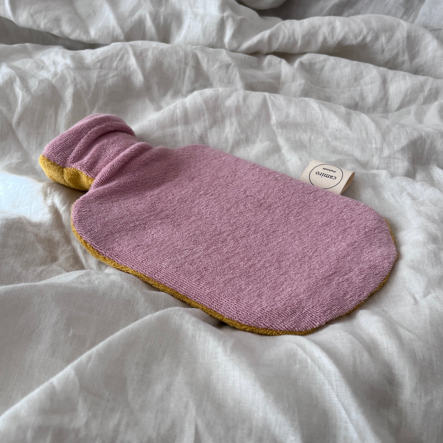 SET: WÄRMFLASCHE + WÄRMFLASCHENBEZUG, ROSA - GELB